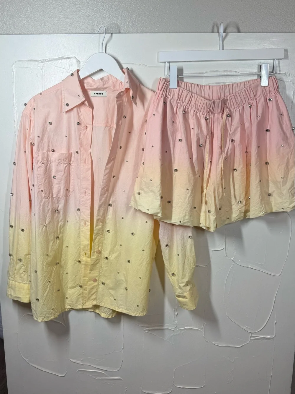 Sandro Crystal Embellished Matching Set
( Button-Up Shirt+ Short) - Picture 3 of 10